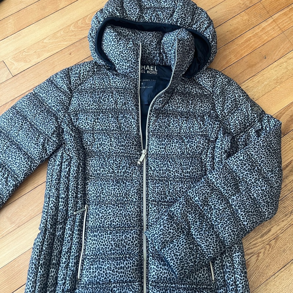Michael Kors Leopard Print Puffer Jacket